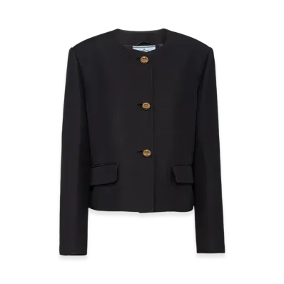 PRADA Women's Single-Breasted Tricotine Jacket "Black"