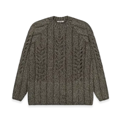 AURALEE Mix Boucle Mesh Knit P/O "Brown Yellow"