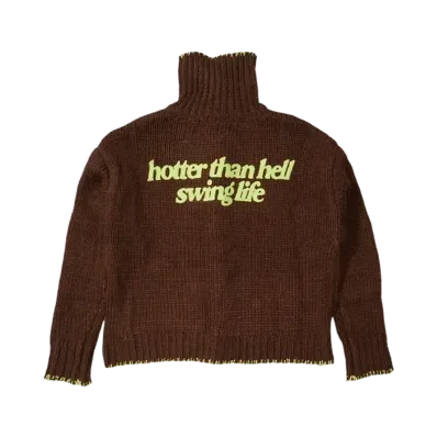 HTH stitch stand cardigan "BROWN"