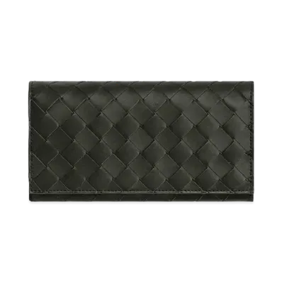 Bottega Veneta Intrecciato Calfskin Bi-fold Wallet "Dark Green"