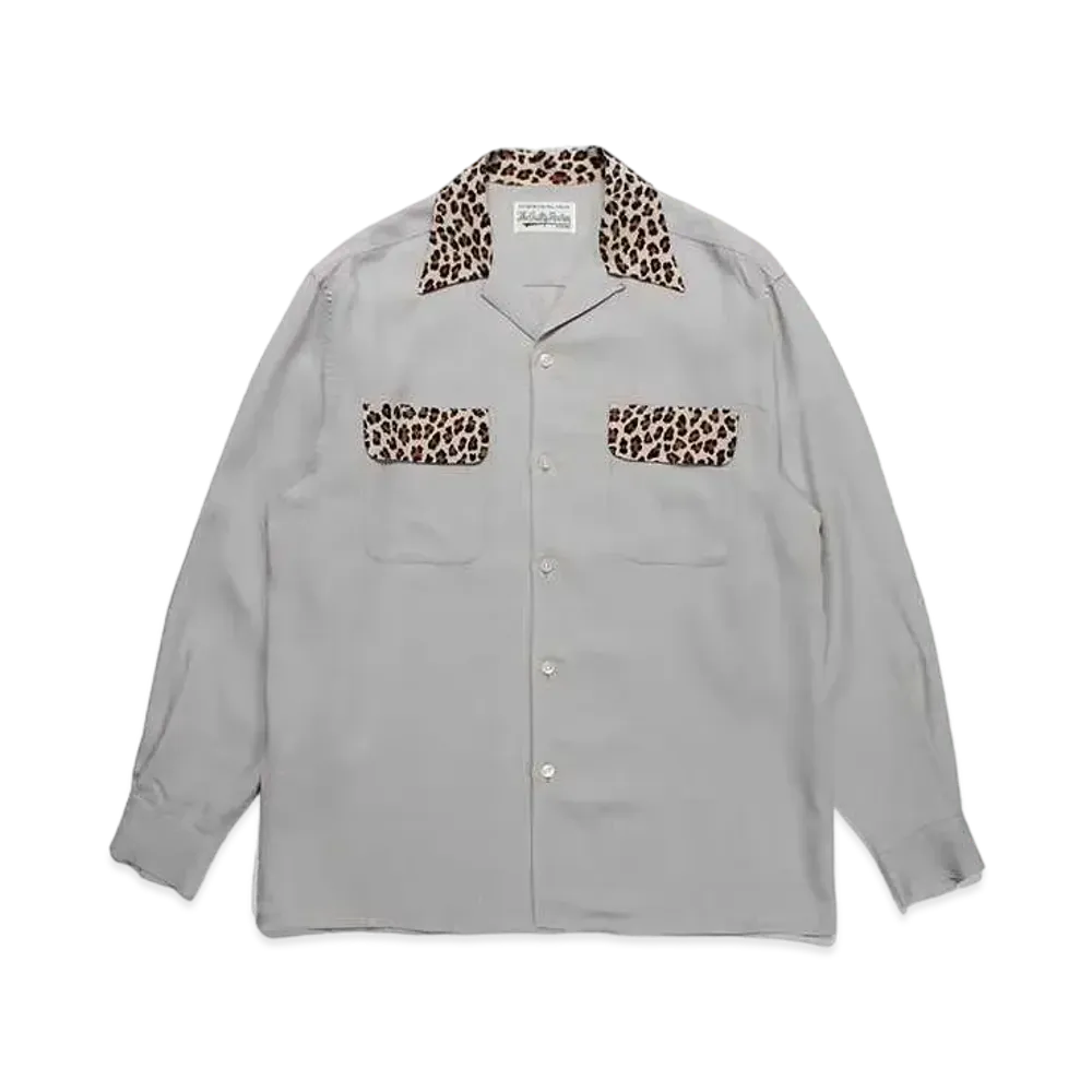 WACKO MARIA Two Tone 50's Open Collar Shirt "Gray"
