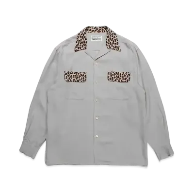 WACKO MARIA Two Tone 50's Open Collar Shirt "Gray"