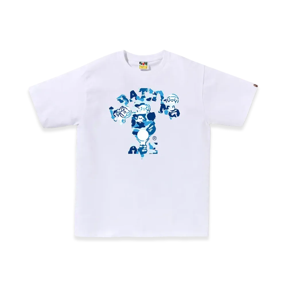A BATHING APE ABC Camo College Milo Tee "White/Blue"