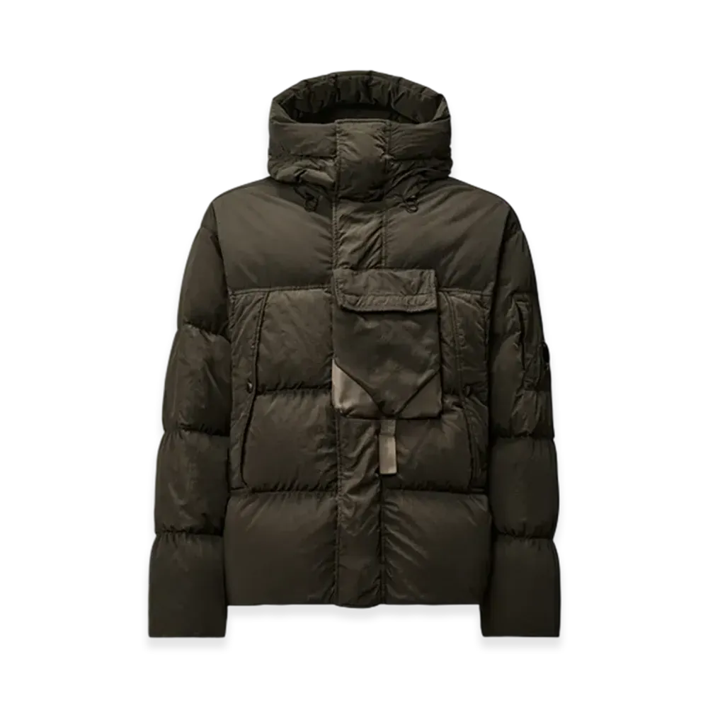 C.P. Company Eco-Chrome R Mixed Hooded Down Jacket "Dark Shadow Grey"