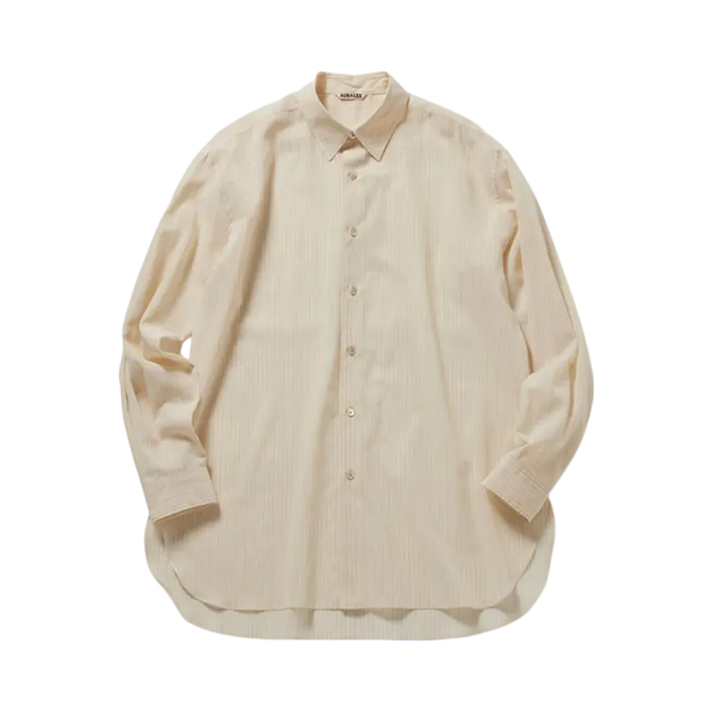 AURALEE 24SS Hard Twist Finx Organdy Stripe Shirt "Beige"