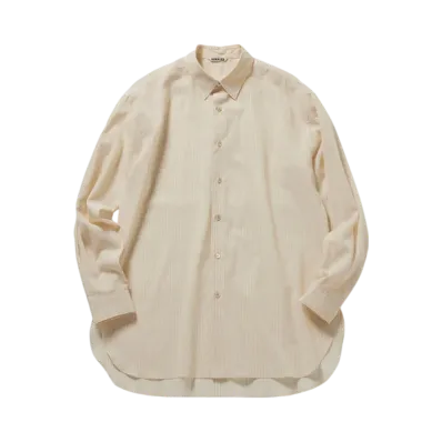 AURALEE 24SS Hard Twist Finx Organdy Stripe Shirt "Beige"