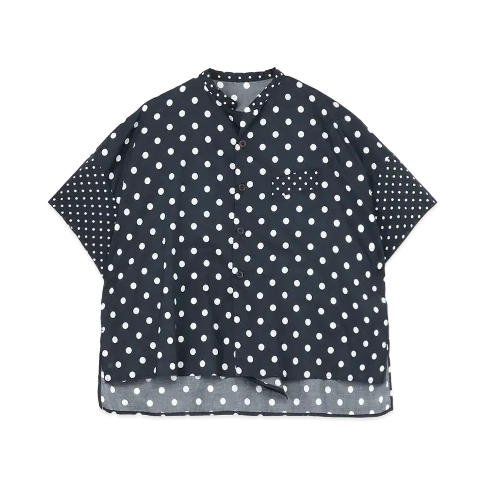 Yohji Yamamoto Y's 60S LAWN CLOTH DOT PRINT BOX SHIRT "Navy"