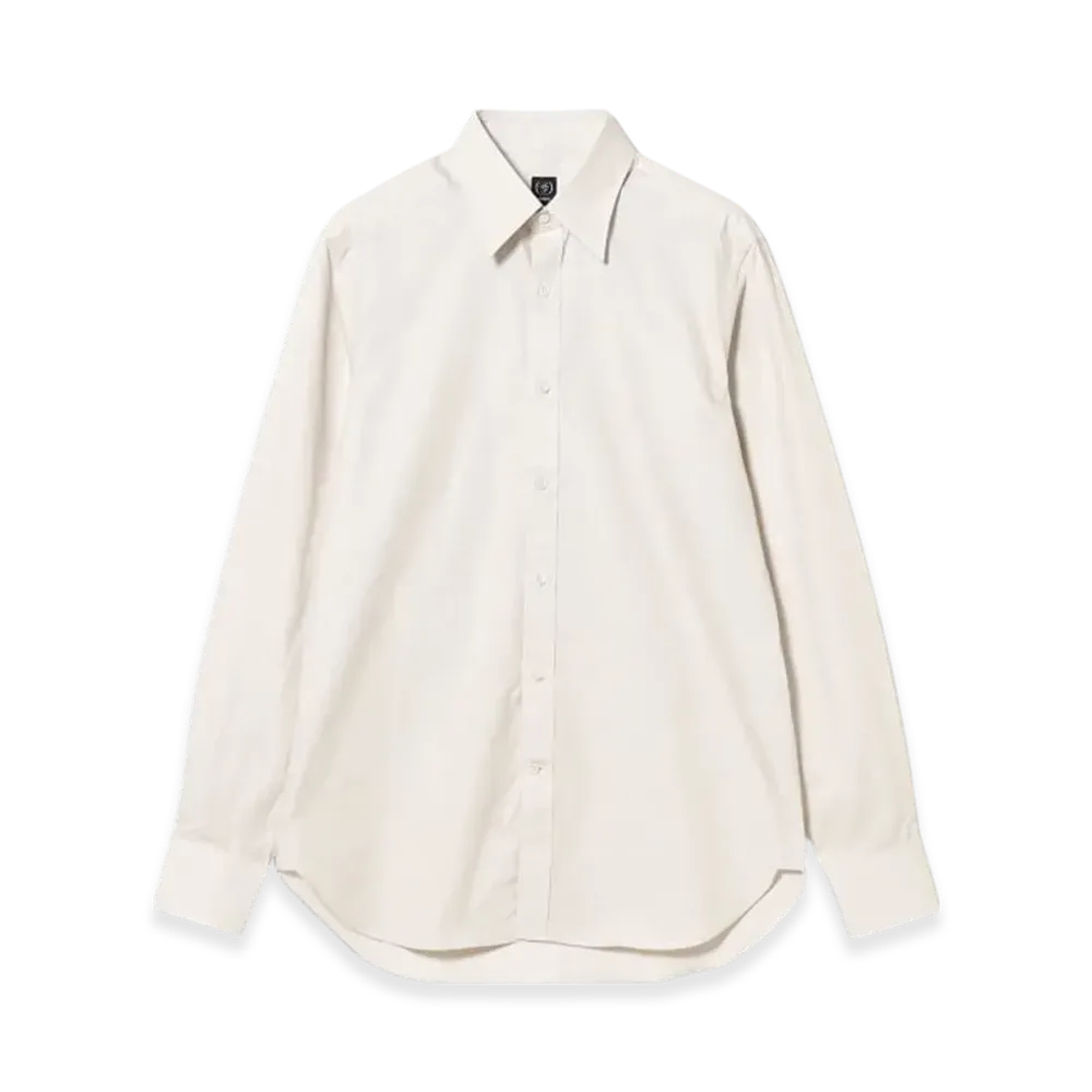 BEAMS Hairline Stripe Cotton Regular Collar Shirt "Beige"