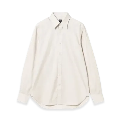 BEAMS Hairline Stripe Cotton Regular Collar Shirt "Beige"
