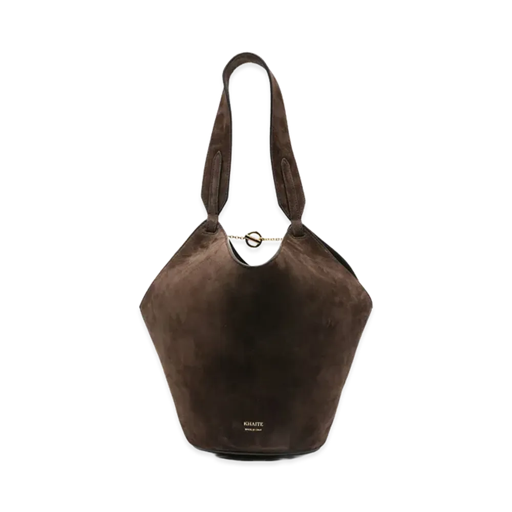 KHAITE Women's Lotus Mini Leather Bucket Bag "Dark Brown"