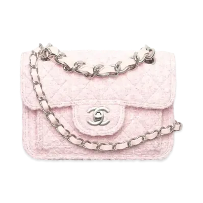 CHANEL Mini Flap Bag Tweed "Pink/Light Beige"