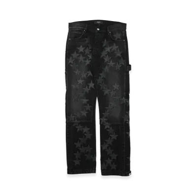 AMIRI × Chemist Leather Star Patch Carpenter Jean "Black"