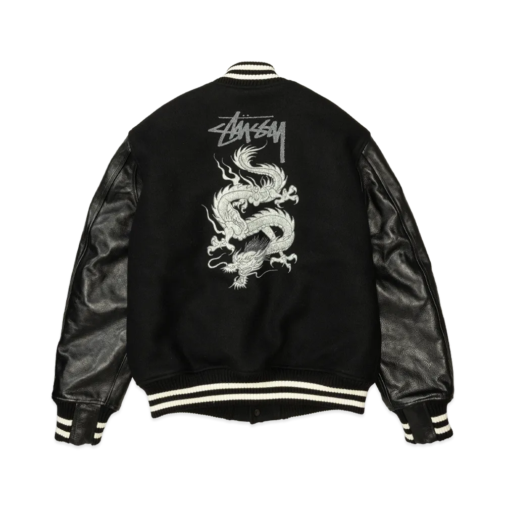 eYe JUNYA WATANABE MAN x Stussy W-Name Dragon Print Stadium Jacket "Black"