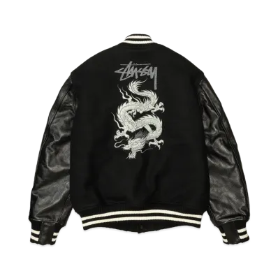 eYe JUNYA WATANABE MAN x Stussy W-Name Dragon Print Stadium Jacket "Black"