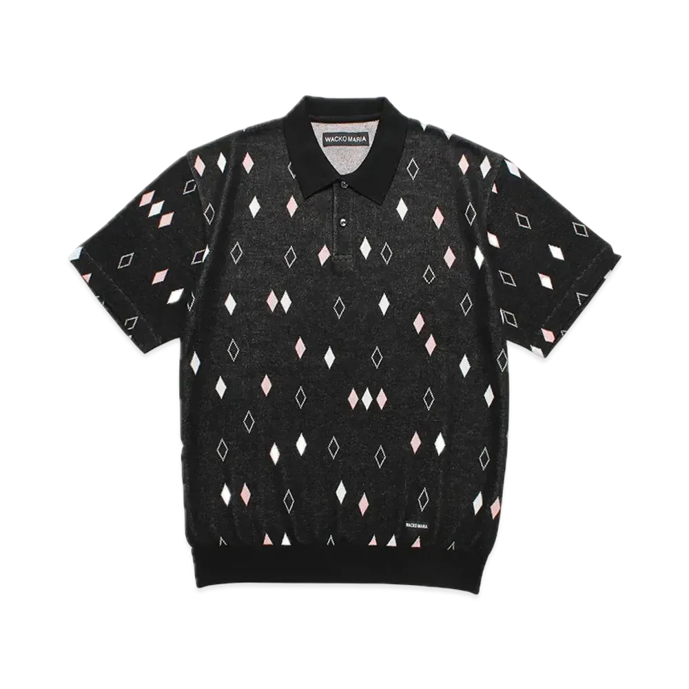 WACKO MARIA Diamond Jacquard Knit Polo Shirt "Black"