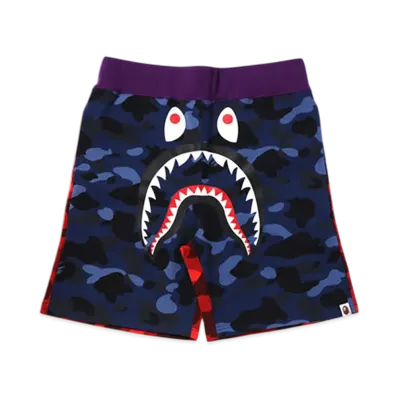 A BATHING APE Crazy Camo Shark Sweat Shorts "Navy"