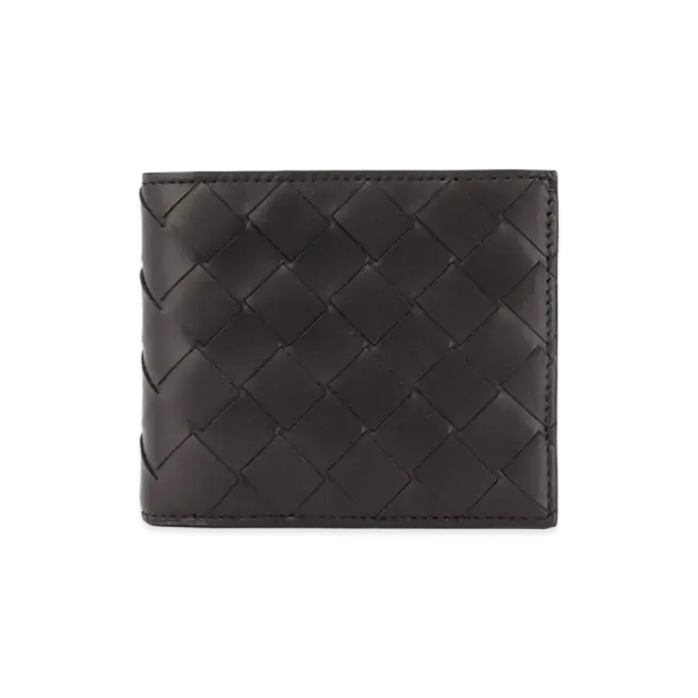 Bottega Veneta Intrecciato Calfskin Bi-fold Wallet "Black/Redstone"