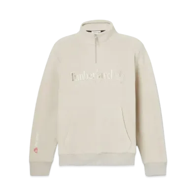 Timberland Men's Quarter Zip Polartec Liner Logo Sweatshirt "Island Fossil"