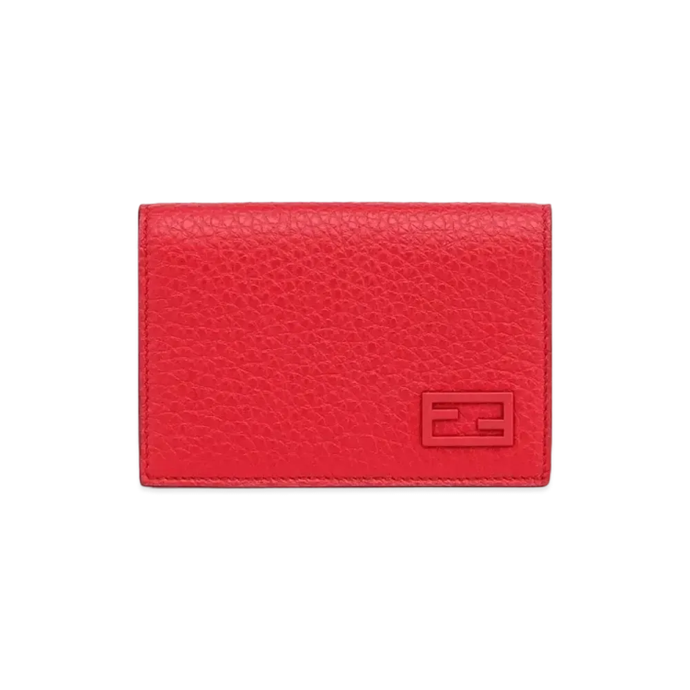 FENDI Card Case Leather Card Case "Red"