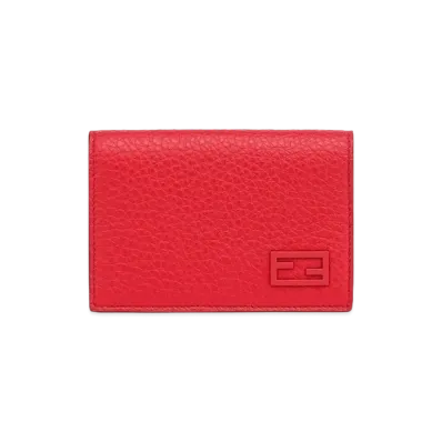 FENDI Card Case Leather Card Case "Red"
