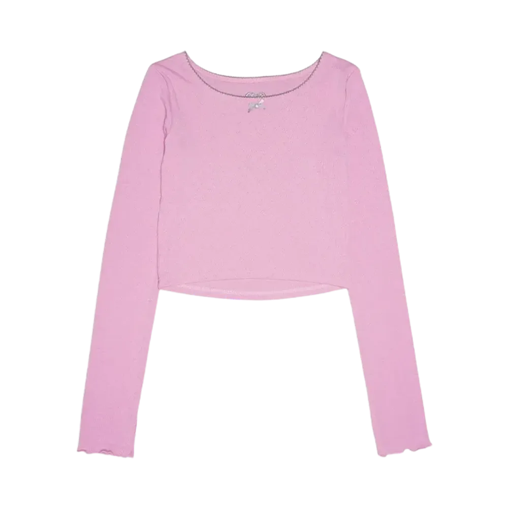 HTH Heart Pattern Cropped Long Tee "PINK"