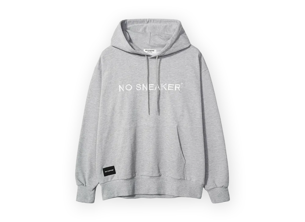 NO COFFEE \ NO SNEAKER EMBROIDERED LOGO HOODIE "GRAY"