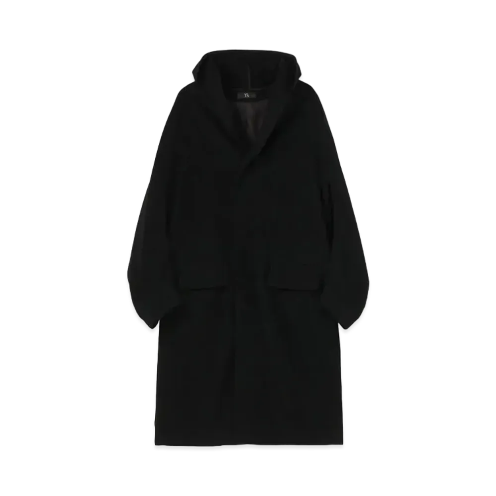 Yohji Yamamoto Y's WOOL AIRY MOSSER HOODED COAT "Black"