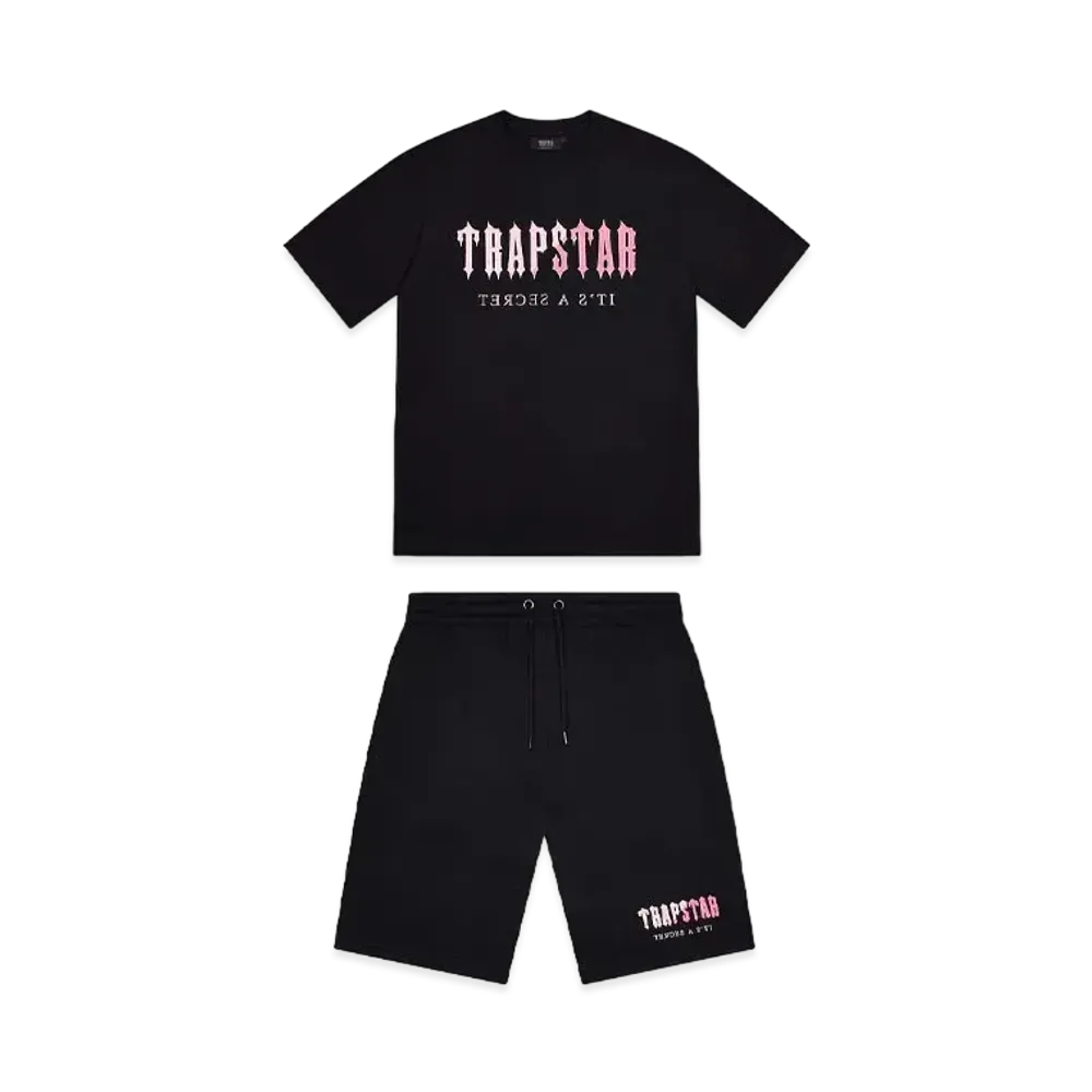 TRAPSTAR Decoded Chenille Short Set "Black/Pink"