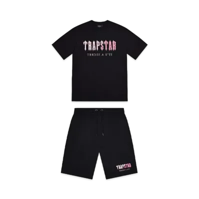 TRAPSTAR Decoded Chenille Short Set "Black/Pink"