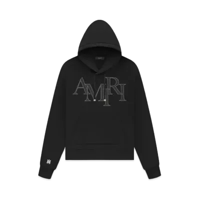 AMIRI Staggered Logo Hoodie "Black"