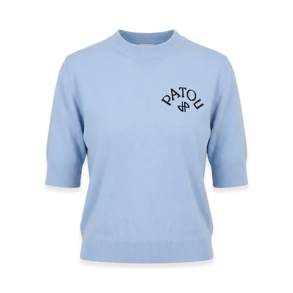 PATOU Women's Bow Collar Sweater "Riviera Blue"