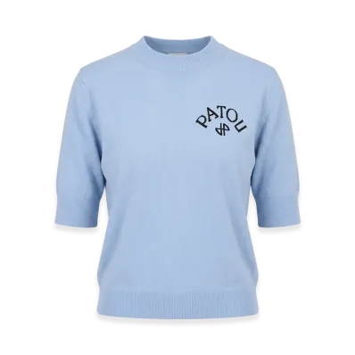 PATOU Women's Bow Collar Sweater "Riviera Blue"
