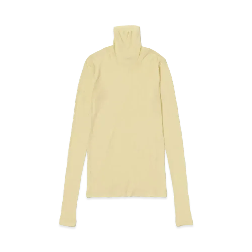 AURALEE High Gauge Sheer Rib Turtle Neck L/S Tee "Yellow"
