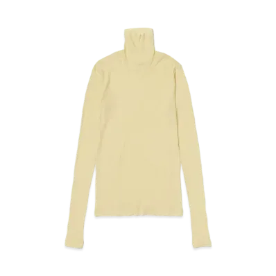 AURALEE High Gauge Sheer Rib Turtle Neck L/S Tee "Yellow"