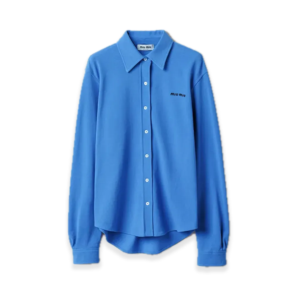 MIU MIU Cotton Pique Shirt "Light Blue"