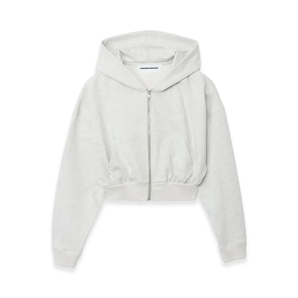 GOD ONLY KNOWS Cropped Sweat Hoodie "Heather White"