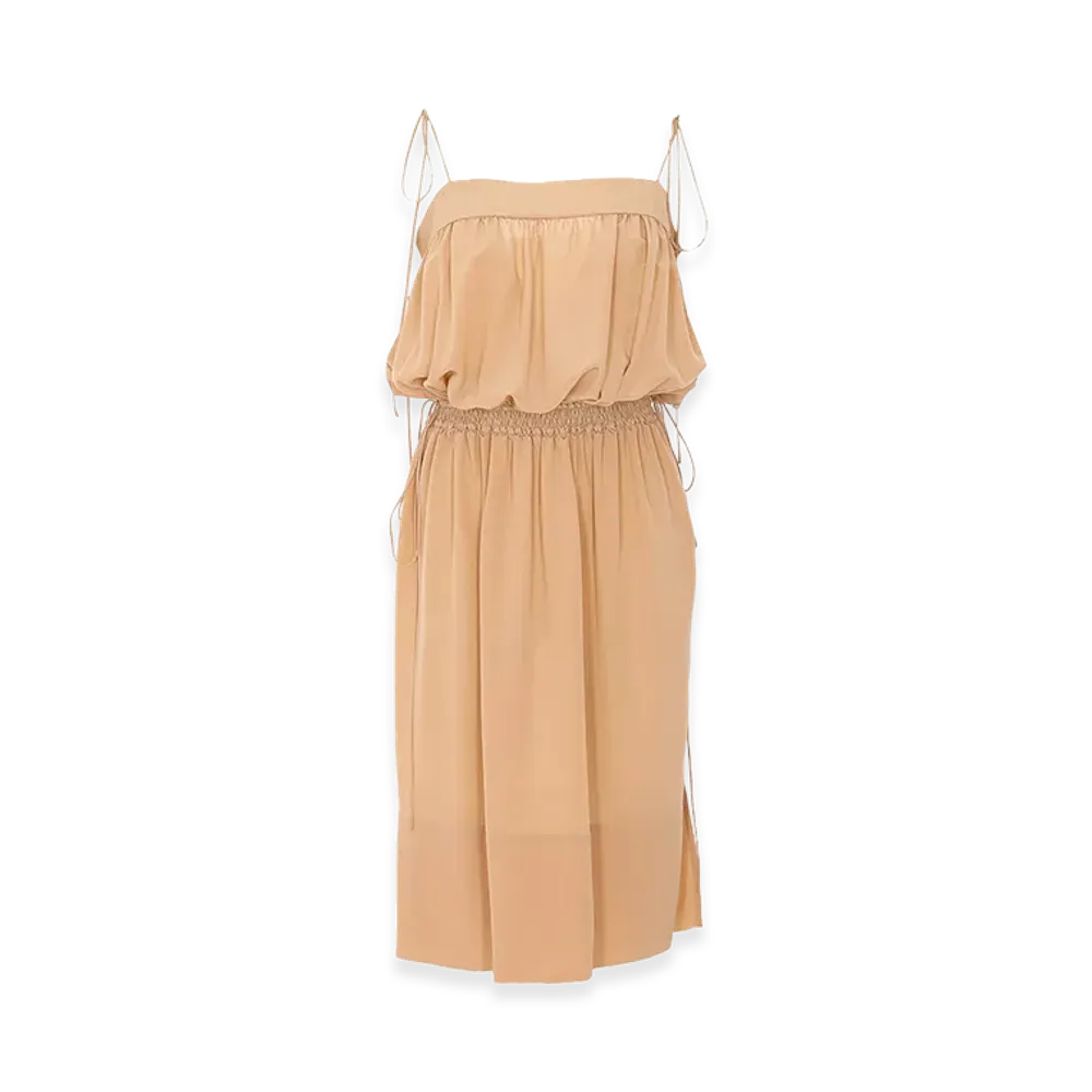 Saint Laurent Women's Nude Clair Midi Balloon Dress "Beige"
