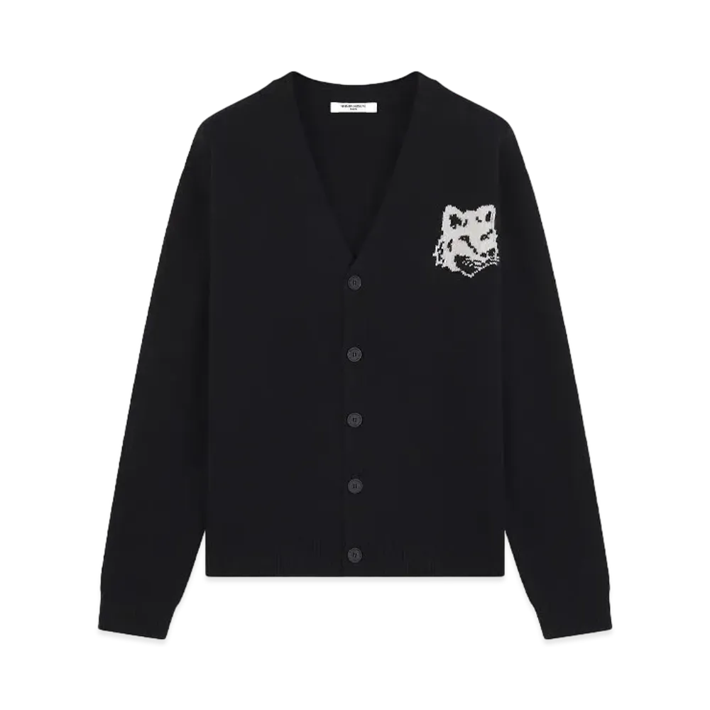 Maison Kitsune Fox Head Intarsia Comfort Cardigan "Black"