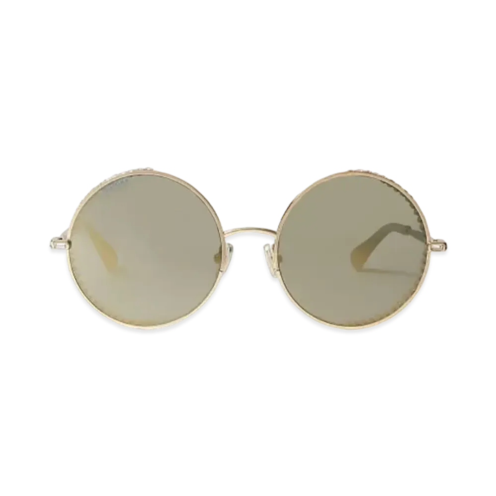 Jimmy Choo Goldy Round Frame Sunglasses With Swarovski Crystals "Gold"