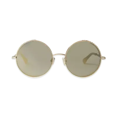 Jimmy Choo Goldy Round Frame Sunglasses With Swarovski Crystals "Gold"
