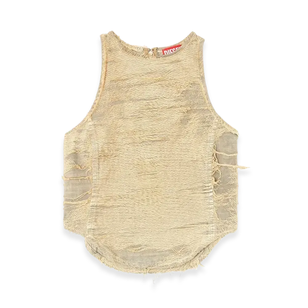 Diesel De-Astro-FSG Top In Overdyed Floating-Thread Denim "Beige"