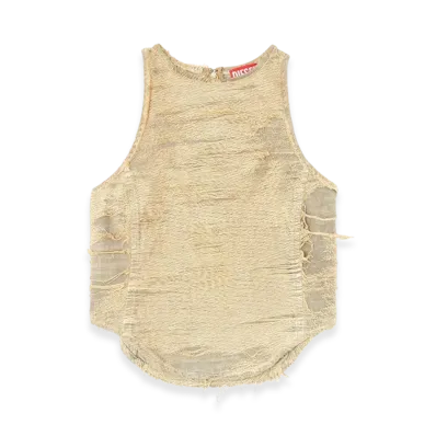 Diesel De-Astro-FSG Top In Overdyed Floating-Thread Denim "Beige"