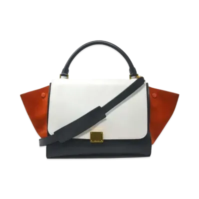 CELINE Trapeze Medium Suede Leather Handbag "Multi"