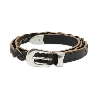 OUR LEGACY Women's 2 Cm Braided Belt "Black Leather"