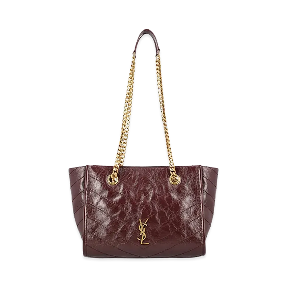 Saint Laurent Women's Niki Small Vintage Leather Shopping Bag "Bordeaux"