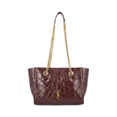 Saint Laurent Women's Niki Small Vintage Leather Shopping Bag "Bordeaux"