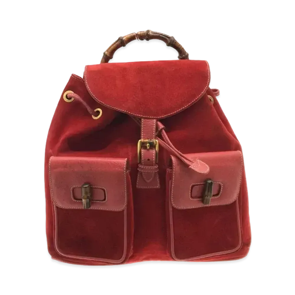 GUCCI Backpack Bamboo Suede "Red"