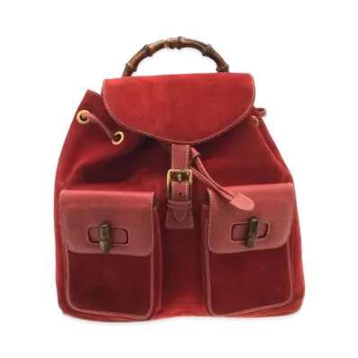 GUCCI Backpack Bamboo Suede "Red"