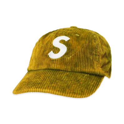 Supreme Corduroy S Logo 6-Panel "Bleached Olive"