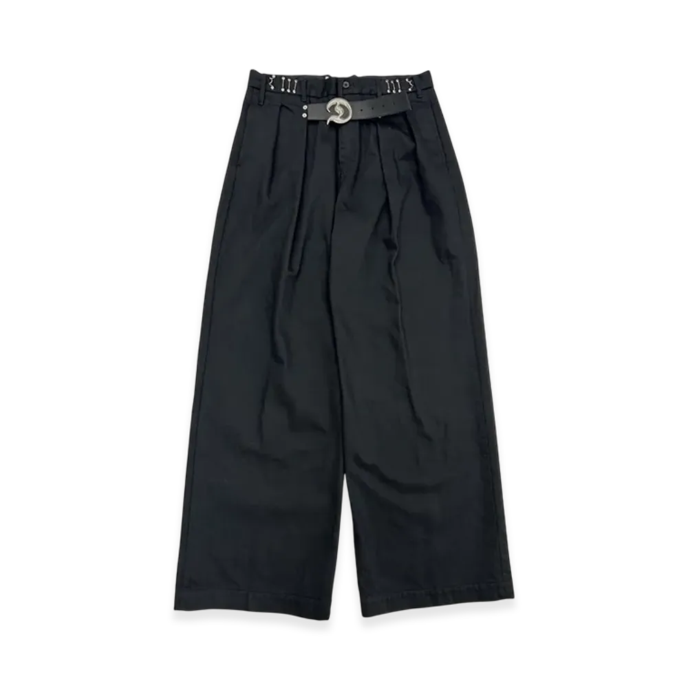 DAIRIKU D Buckle Super Wide Chino Pants "Black"
